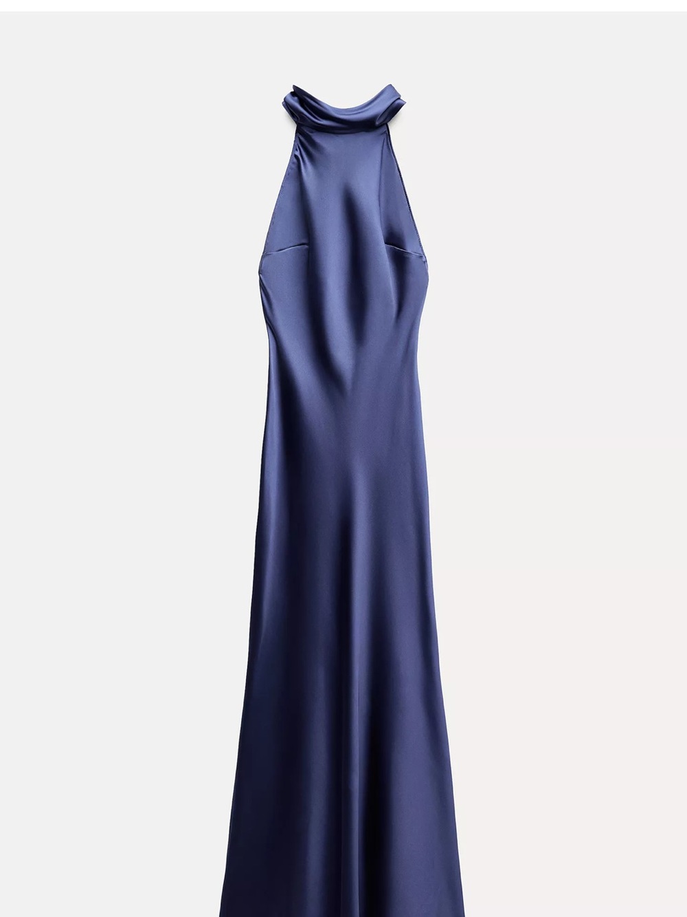 Zara Midnight Blue Satin Halter Maxi Dress
